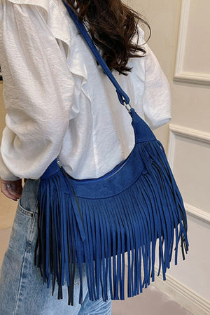 Suede Fringe Adjustable Strap Shoulder Bag - All Mine Now Clothing