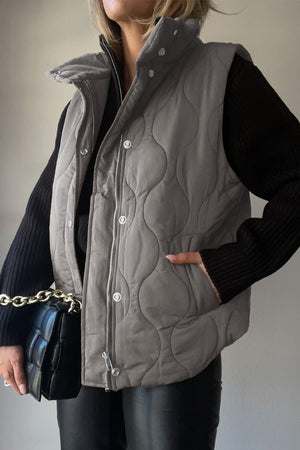 Collared Neck Vest with Pockets - All Mine Now Clothing