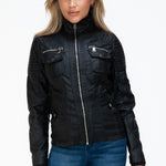 YMI Removable Faux Layered Multi-Pocket Jacket with Fuzzy Hood - All Mine Now Clothing