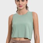 Millennia Drawstring Cutout Round Neck Active Tank - All Mine Now Clothing