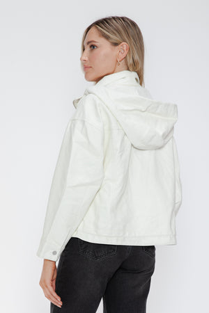 How Dare U Drawstring Hem PU Leather Zip Up Jacket - All Mine Now Clothing