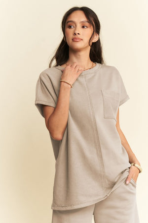 Davi & Dani Round Neck Short Sleeve Top and Pants Set - All Mine Now Clothing