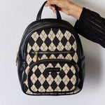 David Jones Argyle Pattern PU Leather Backpack - All Mine Now Clothing