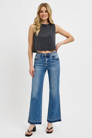 RISEN Full Size Raw Hem Ankle Bootcut Jeans Plus Size Trendsi