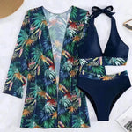 Printed Halter Neck Three-Piece Swim Set - All Mine Now Clothing