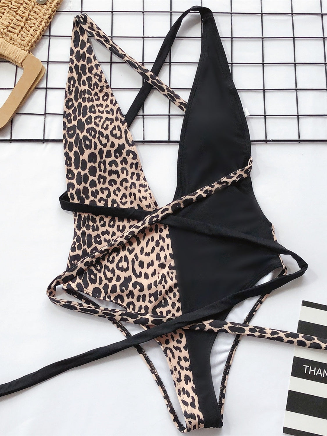 Tied Leopard Plunge One-Piece Swimwear - All Mine Now Clothing