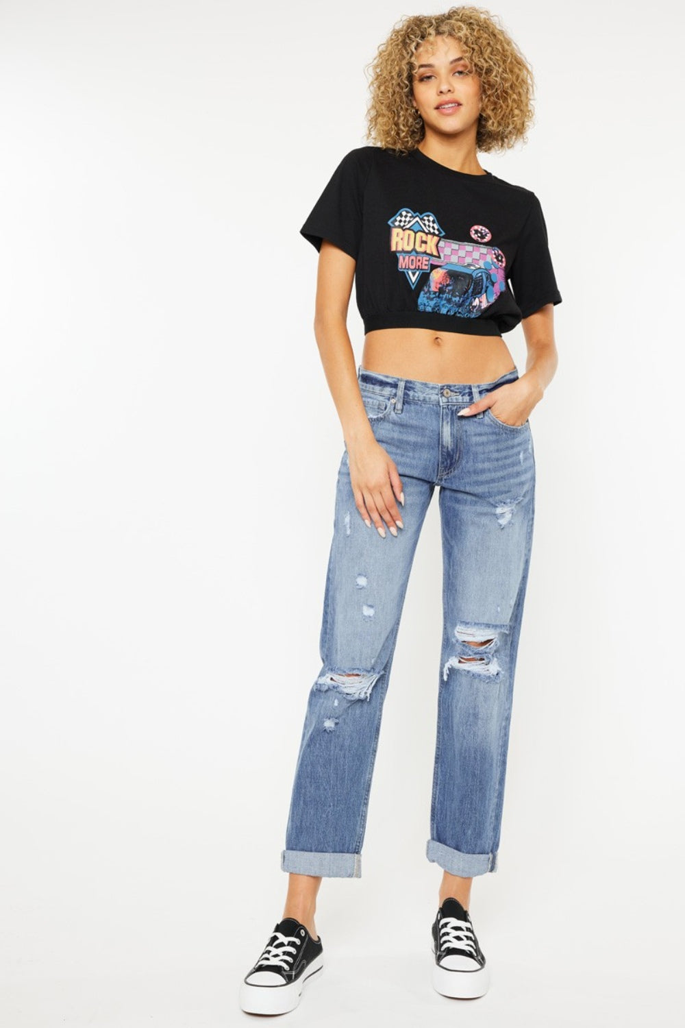 Kancan Mid Rise Distressed Straight Jeans - All Mine Now Clothing