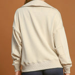 Umgee Johnny Collar Dropped Shoulder Sweatshirt - All Mine Now Clothing