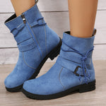 Suede Side Zip Round Toe Boots - All Mine Now Clothing