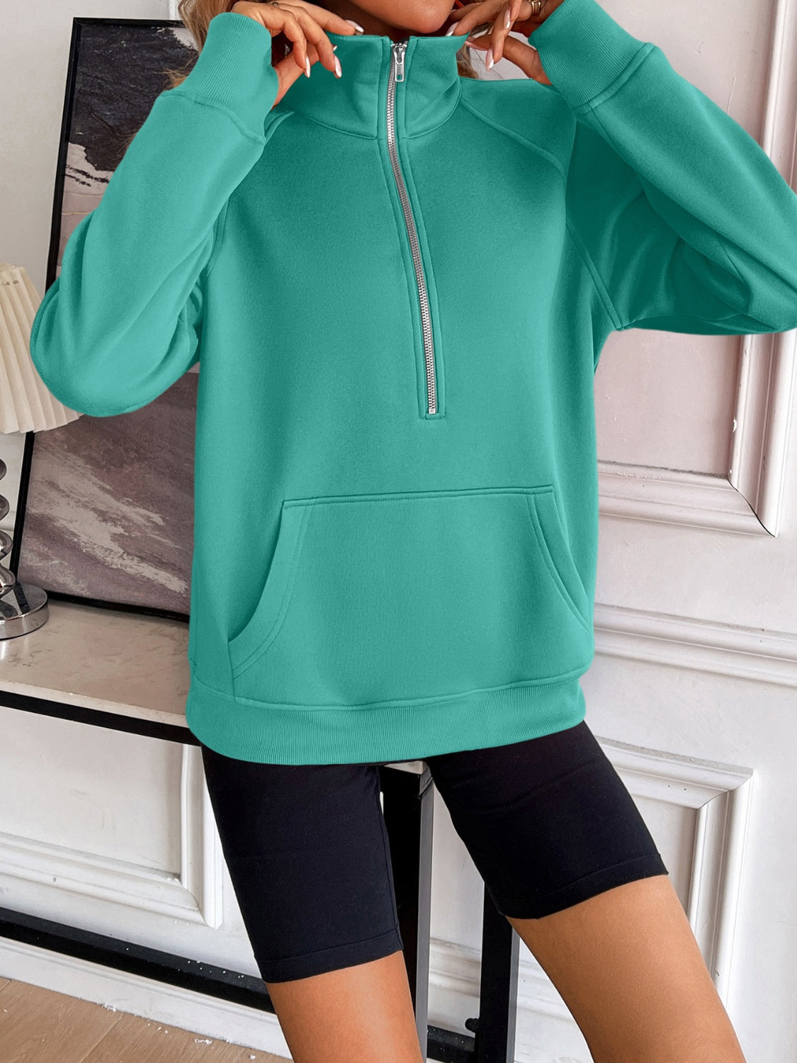 Ivy Lane Half Zip Raglan Sleeve Sweatshirt - All Mine Now Clothing