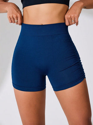 Side Ruched High Rise Active Shorts - All Mine Now Clothing