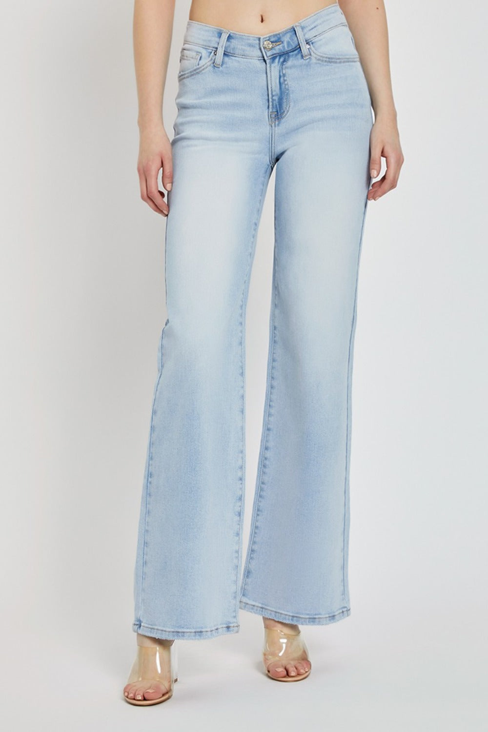 RISEN Full Size Wide Leg V Dipped Front Waist Jeans - All Mine Now Clothing