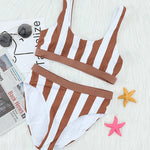 Striped Tank High Waist Bikini - All Mine Now Clothing