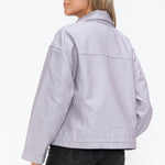 How Dare U Drawstring Hem PU Leather Zip Up Jacket - All Mine Now Clothing