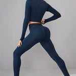 Mock Neck Long Sleeve Top and Pants Active Set - All Mine Now Clothing