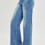 RISEN Full Size High Rise Frayed Hem Wide Leg Jeans - All Mine Now Clothing