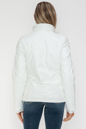 Snobbish Pocketed Zip Up Turtleneck Puffer Jacket - All Mine Now Clothing