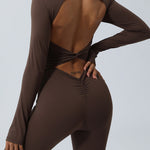 Twisted Backless Long Sleeve Jumpsuit - All Mine Now Clothing