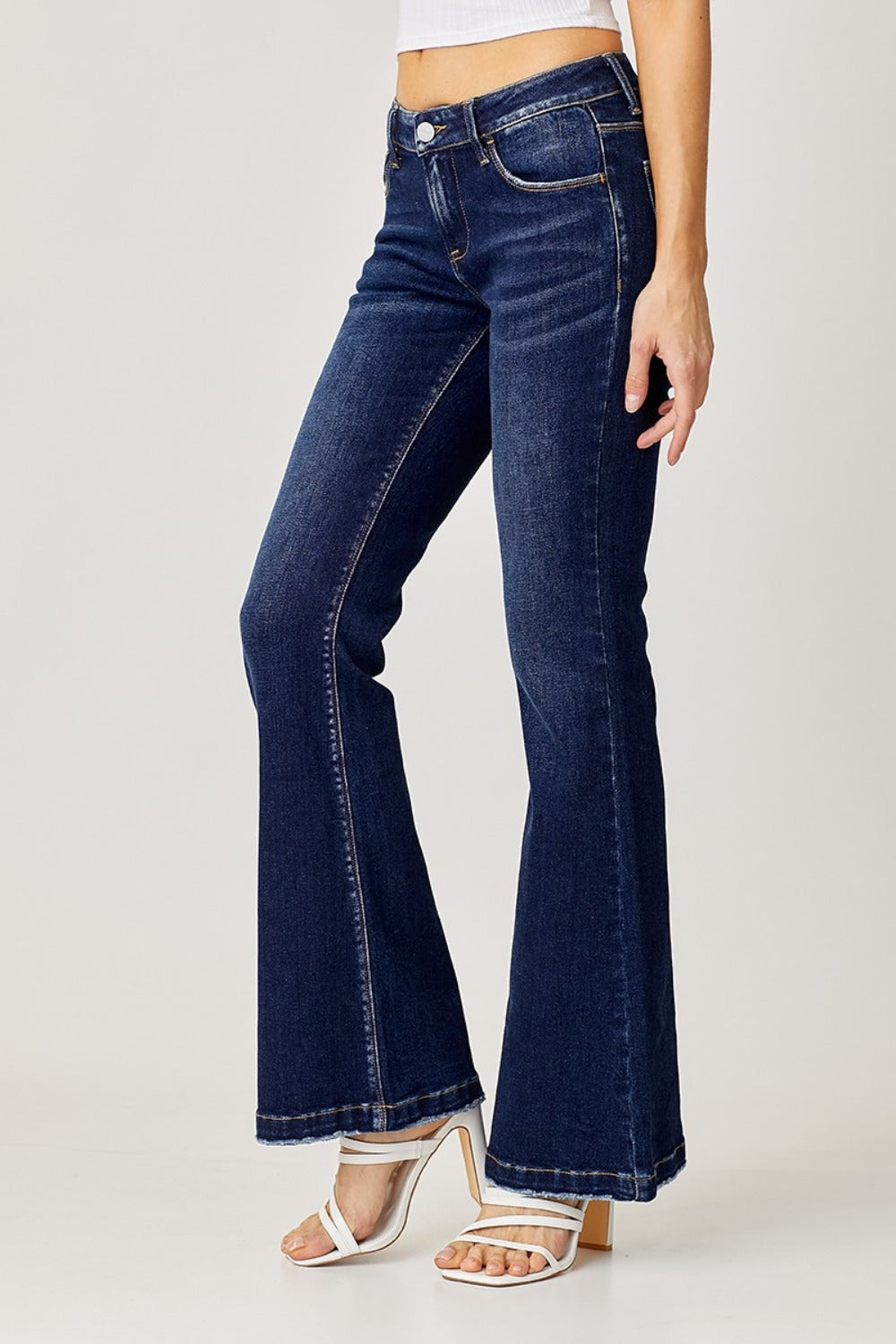 RISEN Full Size Low Rise Flare Jeans Trendsi