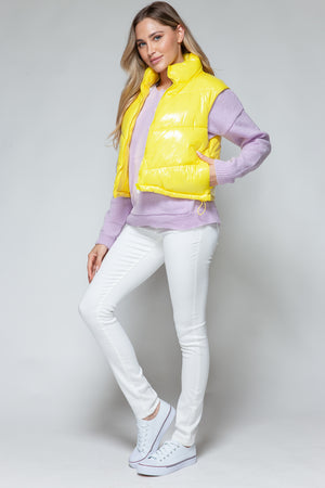 Snobbish Zip Up Turtleneck Shiny Quilted Vest - All Mine Now Clothing