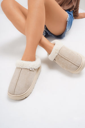 Furry Round Toe Platform Slippers - All Mine Now Clothing