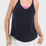 Millennia Slit Spaghetti Strap Scoop Neck Active Cami - All Mine Now Clothing