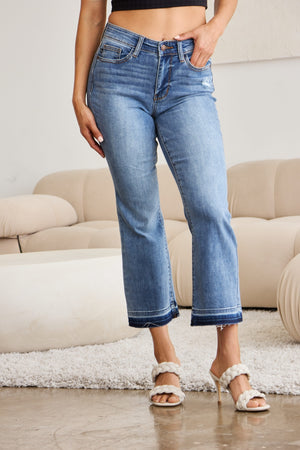 Judy Blue Full Size Release Hem Cropped Bootcut Jeans - All Mine Now Clothing