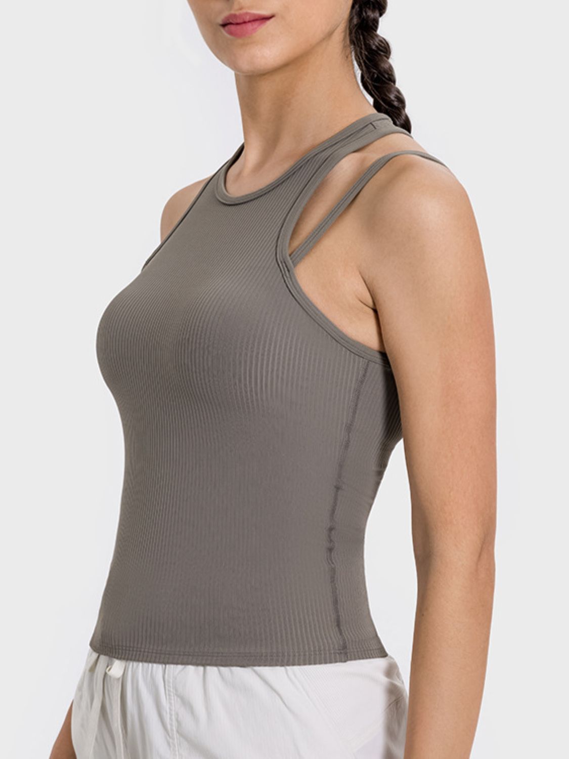 Millennia Cutout Round Neck Racerback Active Tank - All Mine Now Clothing