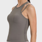 Millennia Cutout Round Neck Racerback Active Tank - All Mine Now Clothing