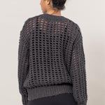 HYFVE Openwork Round Neck Long Sleeve Knit Cover Up - All Mine Now Clothing