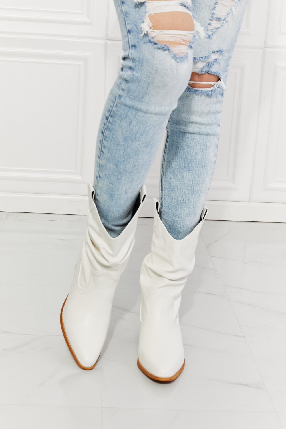 MMShoes Better in Texas Scrunch Cowboy Boots in White - All Mine Now Clothing