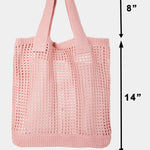 Fame Pointelle Knit Crochet Tote Bag - All Mine Now Clothing