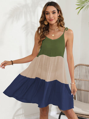 Color Block Spaghetti Strap Cover-Up Dress - All Mine Now Clothing