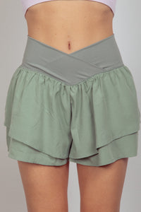 VERY J V-Shaped High Waist Layered Active Shorts - All Mine Now Clothing