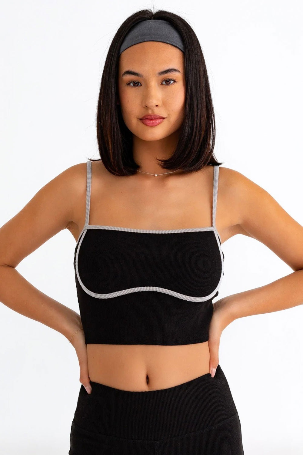 Le Lis Ribbed Crop Cami and High Waist Brushed Leggings Set - All Mine Now Clothing