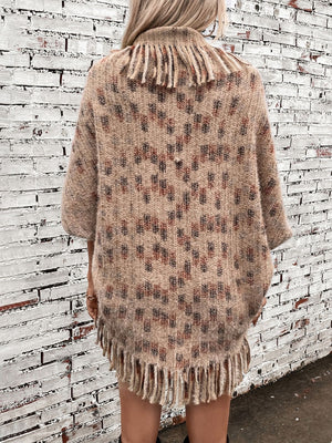 Fringe Open Front Half Sleeve Poncho - All Mine Now Clothing