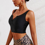 Half Snap Square Neck Tankini Set - All Mine Now Clothing