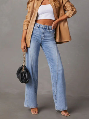 High Waist Straight Jeans with Pockets - All Mine Now Clothing