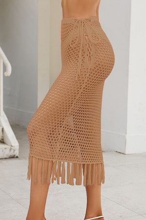 Fringe Openwork High Waist Swim Skirt - All Mine Now Clothing