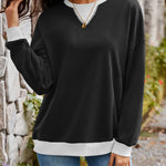 Lovelet Contrast Round Neck Long Sleeve Sweatshirt - All Mine Now Clothing