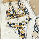 Animal Print Halter Neck Bikini Set - All Mine Now Clothing