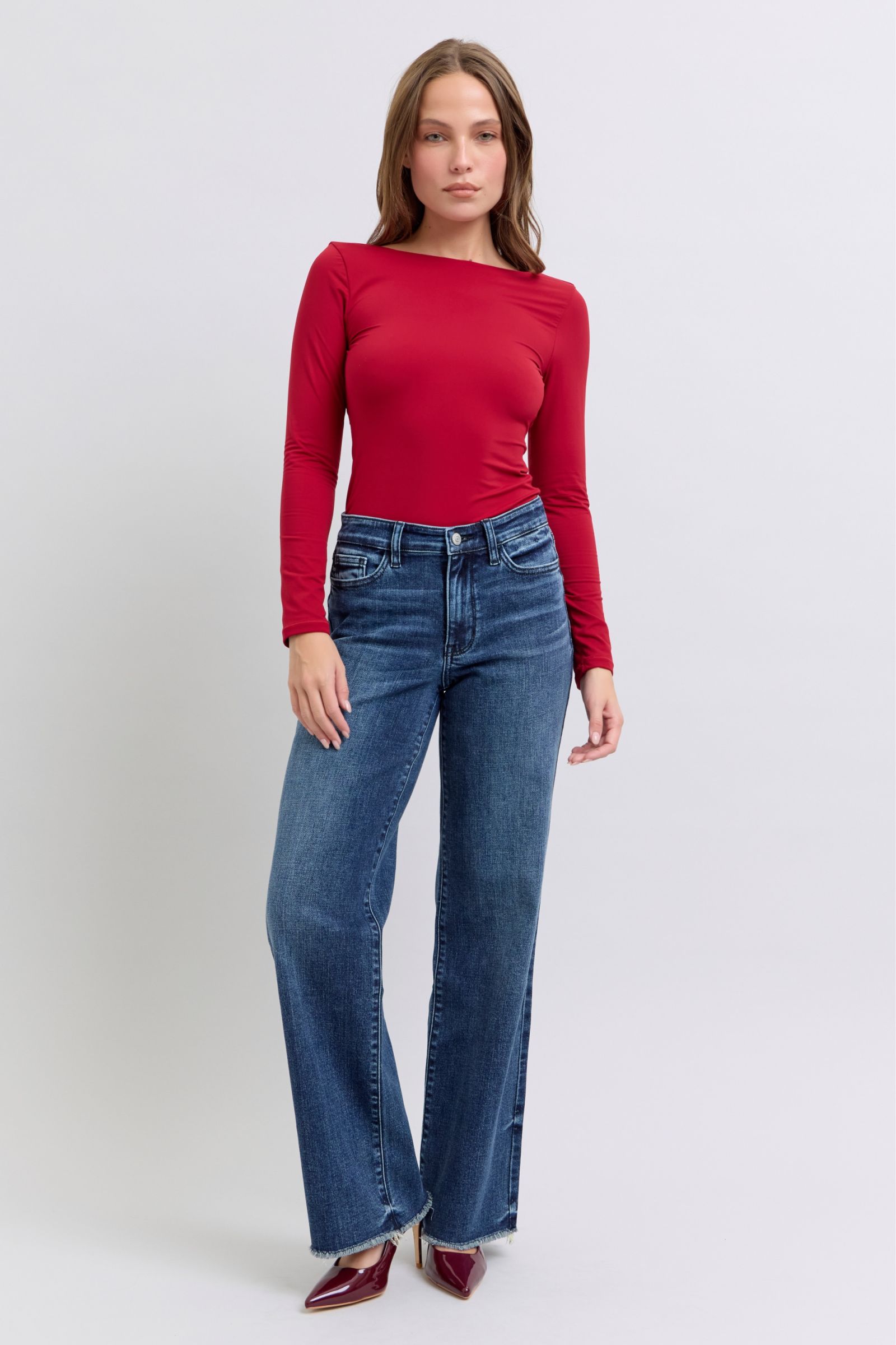 Judy Blue Full Size Raw Hem Mid Rise Jeans Trendsi