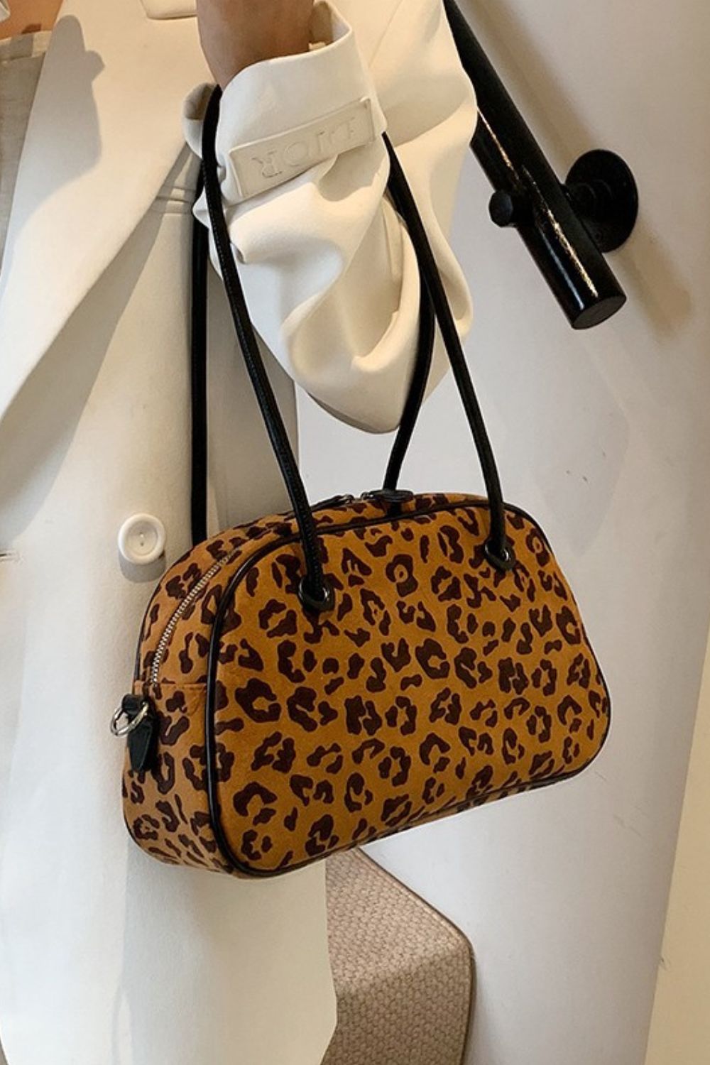 Leopard Suede Medium Shoulder Bag - All Mine Now Clothing