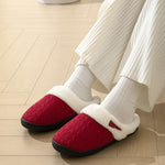 Horn Buckle Furry Texture Flat Slippers