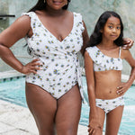 Marina West Swim Float On Ruffle Faux Wrap One-Piece in Daisy Cream - All Mine Now Clothing