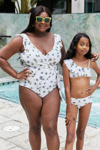 Marina West Swim Float On Ruffle Faux Wrap One-Piece in Daisy Cream - All Mine Now Clothing