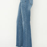 RISEN Mid-Rise Frayed Hem Bootcut Jeans Trendsi