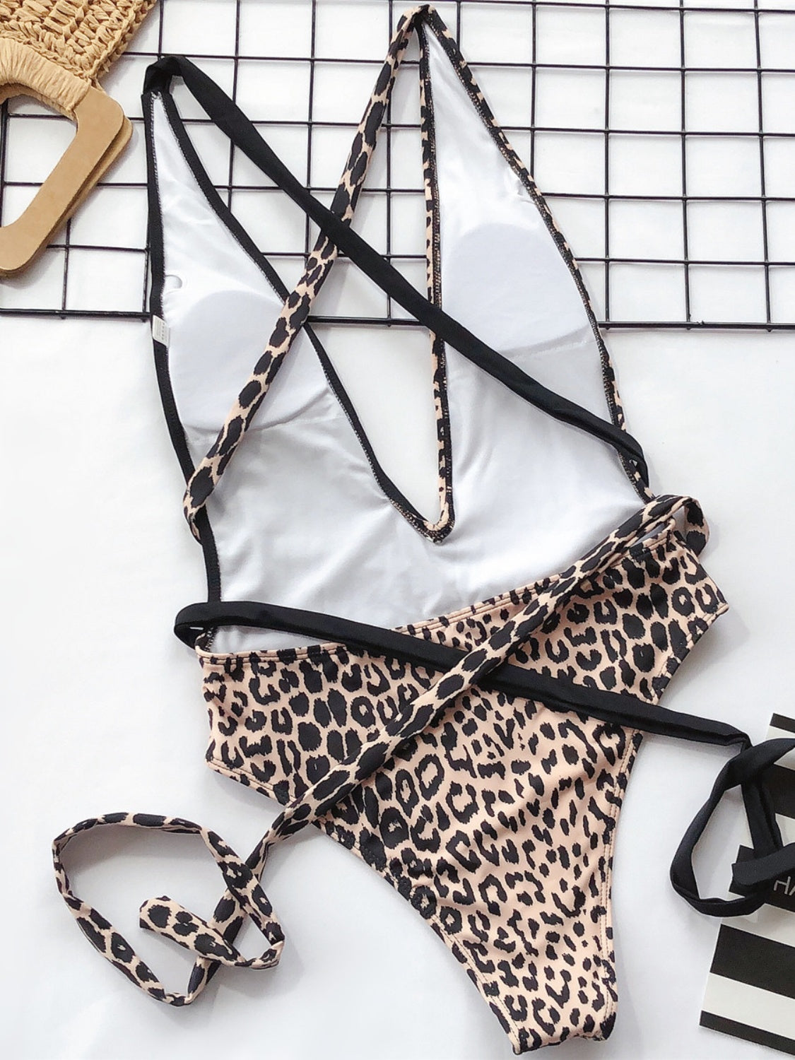 Tied Leopard Plunge One-Piece Swimwear - All Mine Now Clothing