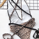 Tied Leopard Plunge One-Piece Swimwear - All Mine Now Clothing