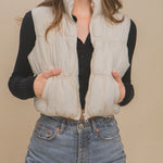 Love Tree Zip Up Turtleneck Cropped Vest Coat - All Mine Now Clothing